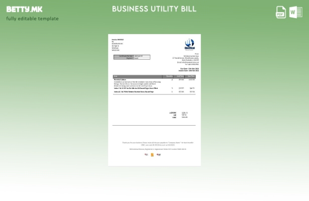 Обединето Кралство MJ Електричен доказ за адресата на деловна сметка за комуналн
